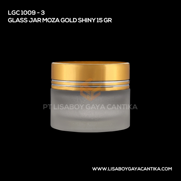 1009-3 Glass Jar Moza Gold Shiny 15 Gr